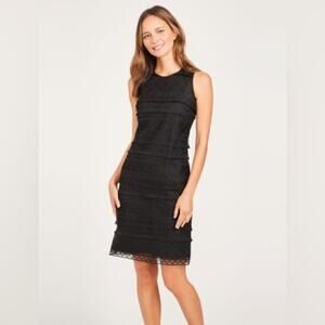 J. McLaughlin Size 6 Black Noreen Lace Tassel Diamond Jacquard Cocktail Dress